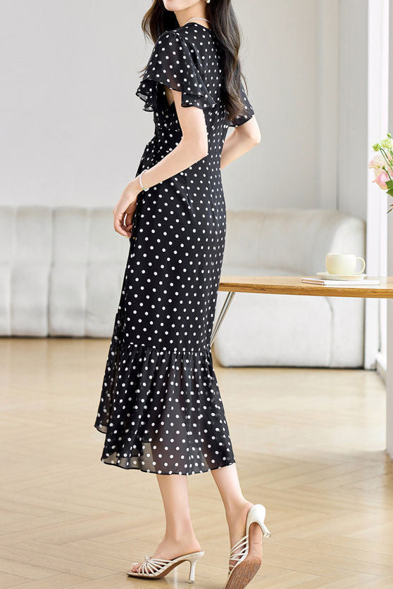 Graceful Commuter French Polka Dot Dress - liwisi