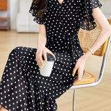 Graceful Commuter French Polka Dot Dress - liwisi
