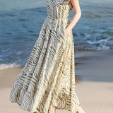 Casual Vacation French Striped Printed Dress - liwisi
