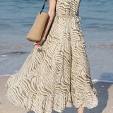Casual Vacation French Striped Printed Dress - liwisi