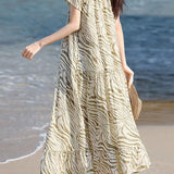 Casual Vacation French Striped Printed Dress - liwisi