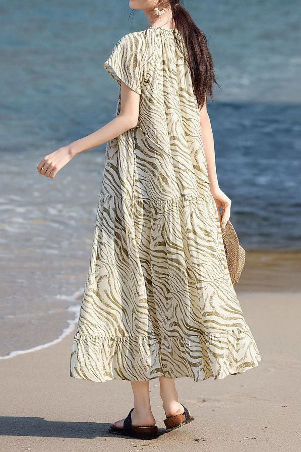 Casual Vacation French Striped Printed Dress - liwisi