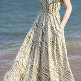 Casual Vacation French Striped Printed Dress - liwisi