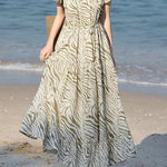 Casual Vacation French Striped Printed Dress - liwisi