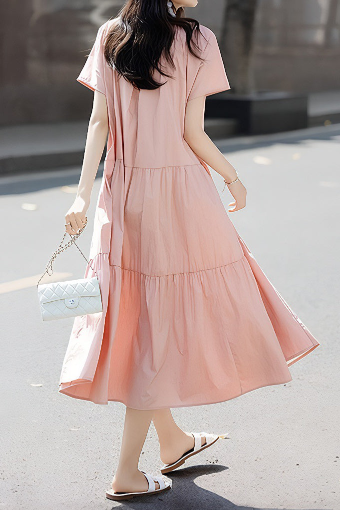 Casual Ruched Tiered Dress - liwisi