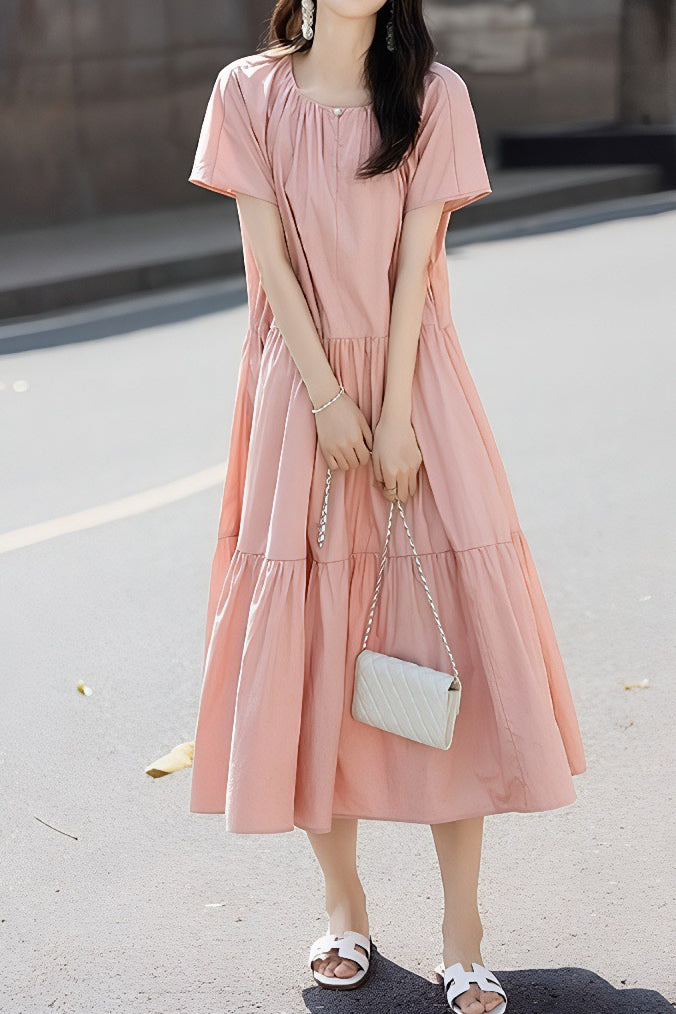 Casual Ruched Tiered Dress - liwisi