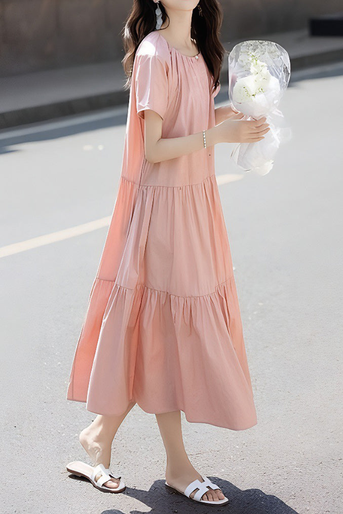 Casual Ruched Tiered Dress - liwisi