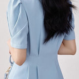 Elegant Commuter V-Neck Puff Sleeve Shirt - liwisi
