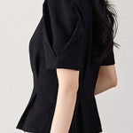 Elegant Commuter V-Neck Puff Sleeve Shirt - liwisi