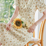Casual Floral V-Neck Puff Sleeve Dress - liwisi