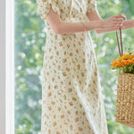 Casual Floral V-Neck Puff Sleeve Dress - liwisi