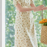 Casual Floral V-Neck Puff Sleeve Dress - liwisi
