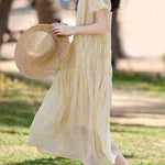 Gentle Commuter French V-Neck Puff Sleeve Dress - liwisi