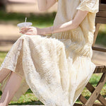 Gentle Commuter French V-Neck Puff Sleeve Dress - liwisi