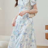 Gentle Commuter French Gradient Printed Dress - liwisi