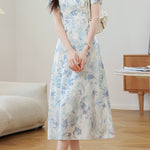 Gentle Commuter French Gradient Printed Dress - liwisi