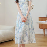 Gentle Commuter French Gradient Printed Dress - liwisi
