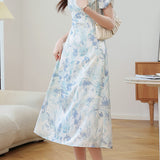 Gentle Commuter French Gradient Printed Dress - liwisi