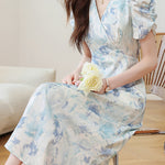 Gentle Commuter French Gradient Printed Dress - liwisi