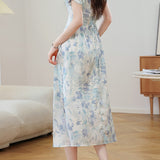 Gentle Commuter French Gradient Printed Dress - liwisi