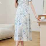 Gentle Commuter French Gradient Printed Dress - liwisi
