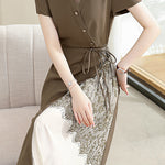 Elegant Commuter Patchwork Shirt Dress - liwisi