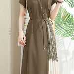 Elegant Commuter Patchwork Shirt Dress - liwisi