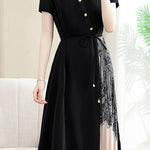 Elegant Commuter Patchwork Shirt Dress - liwisi