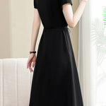 Elegant Commuter Patchwork Shirt Dress - liwisi