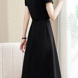 Elegant Commuter Patchwork Shirt Dress - liwisi