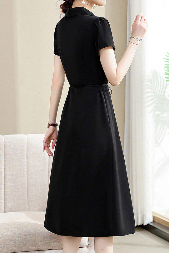 Elegant Commuter Patchwork Shirt Dress - liwisi