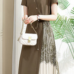 Elegant Commuter Patchwork Shirt Dress - liwisi