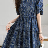 Elegant Commuter French Geometric Print Dress - liwisi
