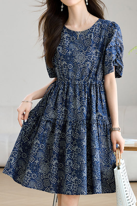 Elegant Commuter French Geometric Print Dress - liwisi