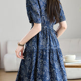 Elegant Commuter French Geometric Print Dress - liwisi