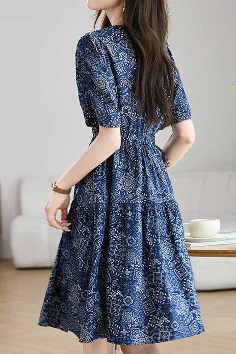 Elegant Commuter French Geometric Print Dress - liwisi
