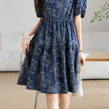 Elegant Commuter French Geometric Print Dress - liwisi