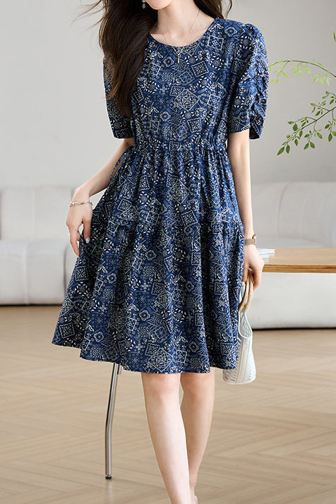 Elegant Commuter French Geometric Print Dress - liwisi