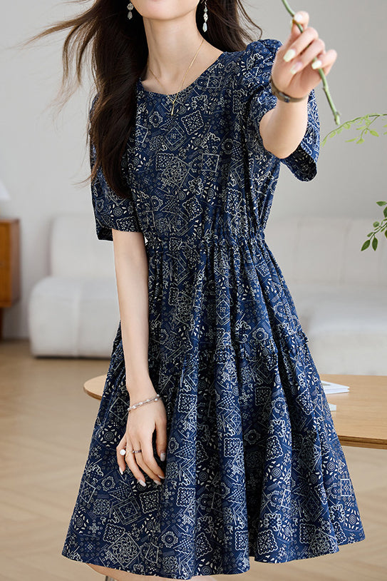 Elegant Commuter French Geometric Print Dress - liwisi