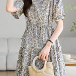 Elegant Commuter French Geometric Print Dress - liwisi