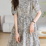 Elegant Commuter French Geometric Print Dress - liwisi