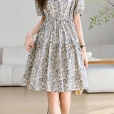 Elegant Commuter French Geometric Print Dress - liwisi