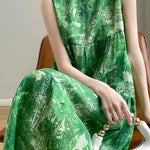 Casual Sleeveless Floral Tiered Dress - liwisi