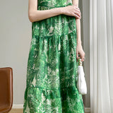 Casual Sleeveless Floral Tiered Dress - liwisi
