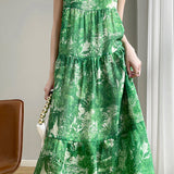 Casual Sleeveless Floral Tiered Dress - liwisi