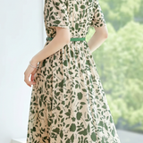 Commuter Botanical Floral Printed V-Neck Dress