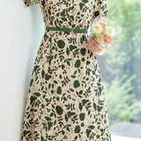 Commuter Botanical Floral Printed V-Neck Dress
