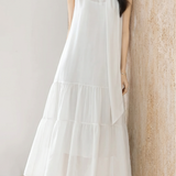 Elegant Ribbon Ruffled Double Layer Camisole Dress