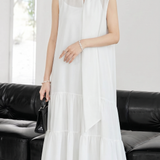 Elegant Ribbon Ruffled Double Layer Camisole Dress
