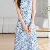 Elegant Commuter Printed Sleeveless Dress